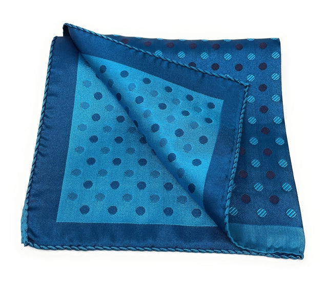 Acqua Blue Polka Dot Pocket Square - Wilmok