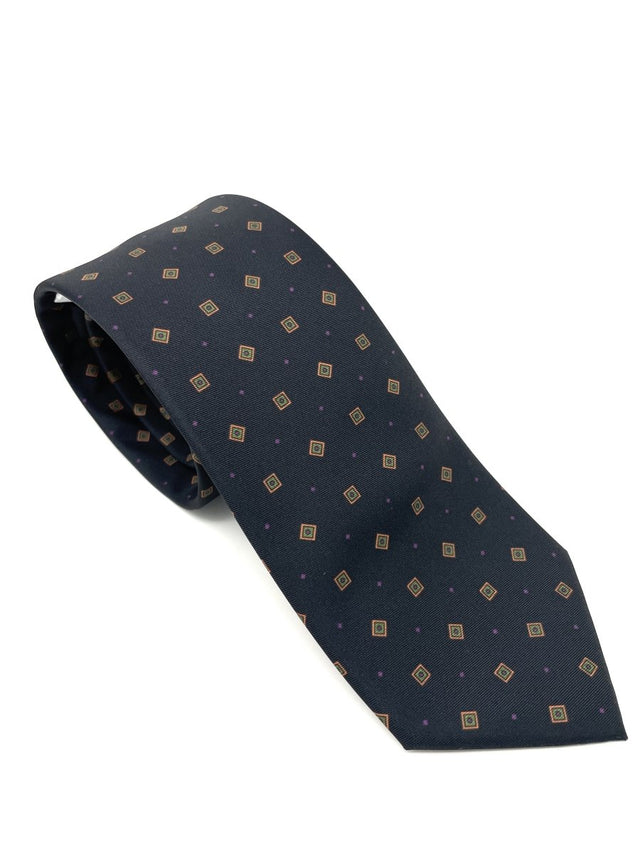 Black Diamond Dot Tie - Gold and Purple Dots - Wilmok