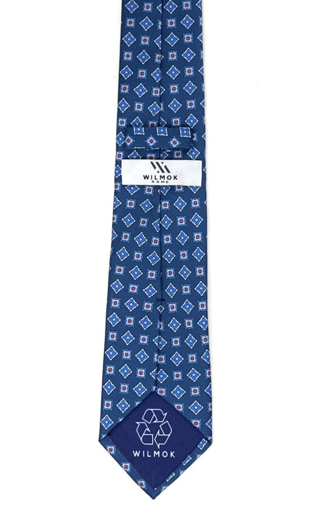 Blue Framed Diamond Medallion Tie - Wilmok