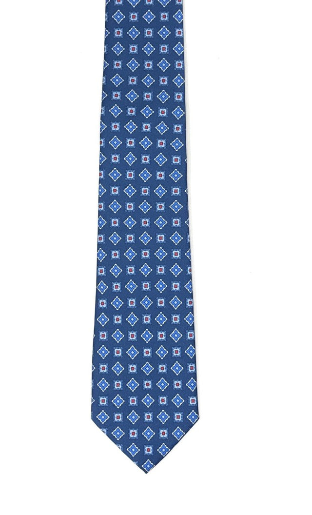 Blue Framed Diamond Medallion Tie - Wilmok