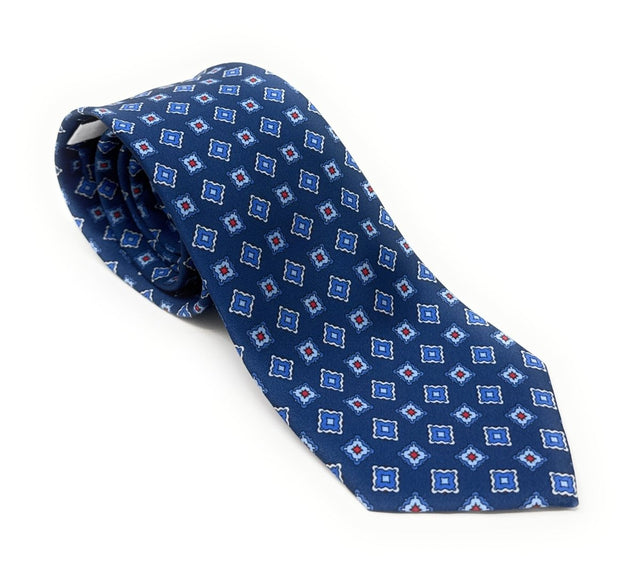Blue Framed Diamond Medallion Tie - Wilmok