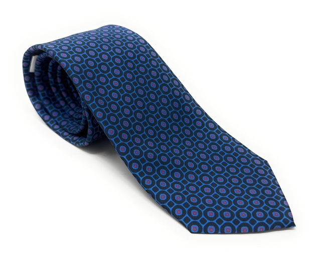 Blue Octagon Medallion Tie - Wilmok