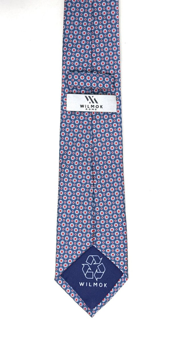 Blue Red Circle Square Tie - Wilmok