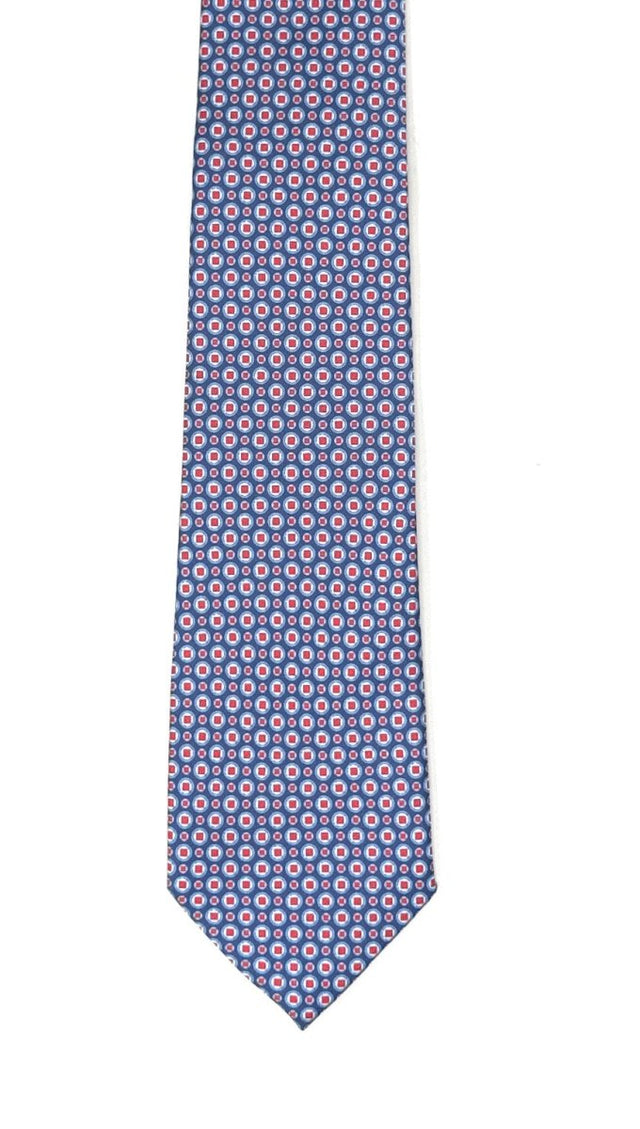 Blue Red Circle Square Tie - Wilmok
