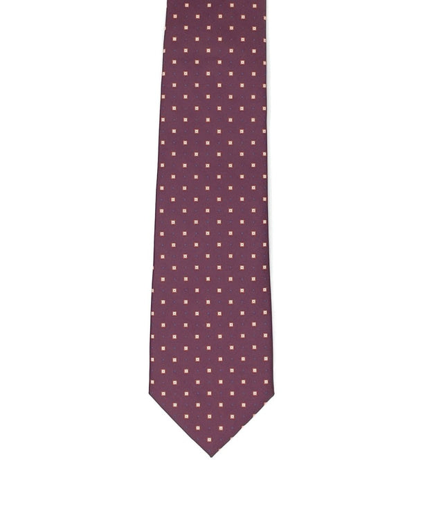 Burgundy Sustainable Tie with Yellow Micro Diamonds - Wilmok