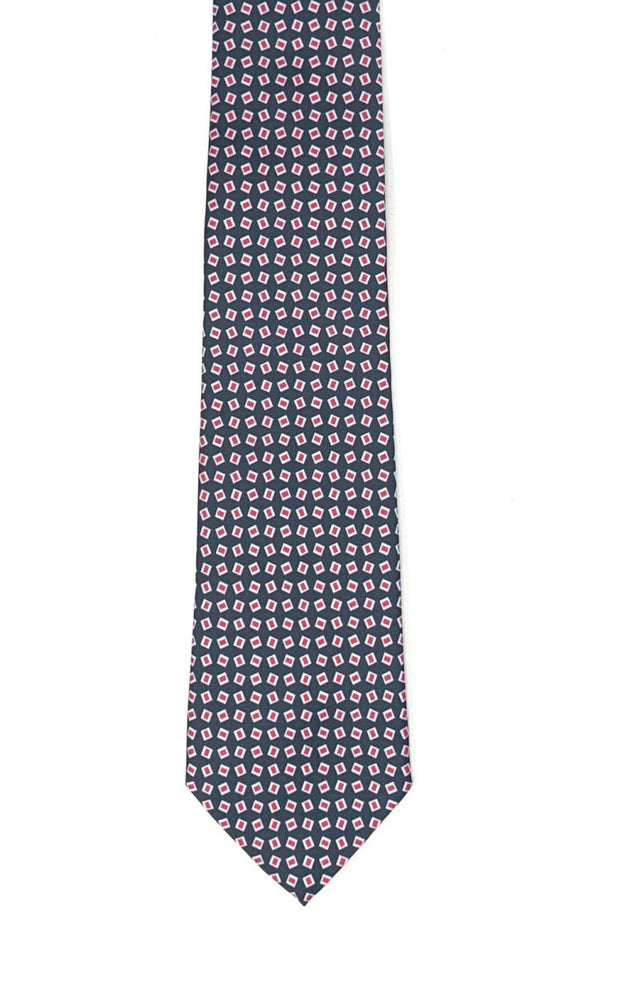 Charcoal Grey Red Diamond Tile Tie - Wilmok