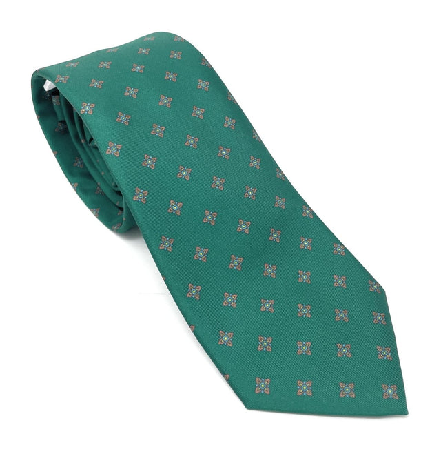 Emerald Green Floral Cross Tie - Wilmok