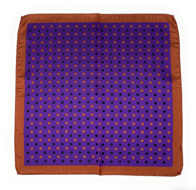 Jacquard Silk Pocket Square Purple & Orange - Wilmok