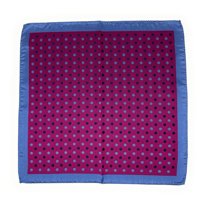 Magenta and Sky Blue Polka Dot Pocket Square - Wilmok