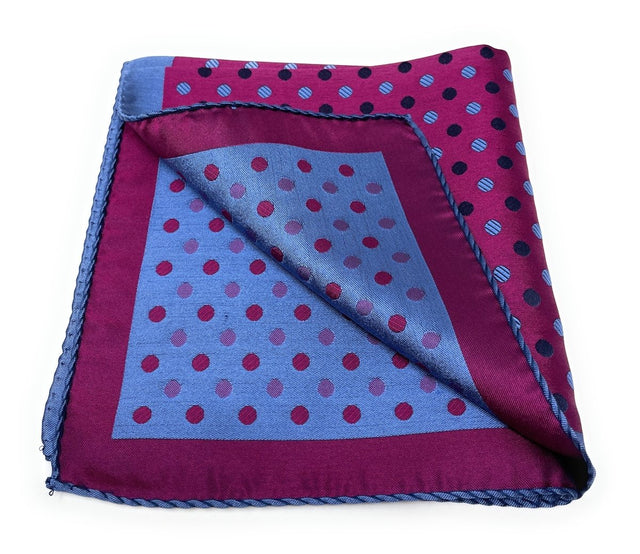 Magenta and Sky Blue Polka Dot Pocket Square - Wilmok