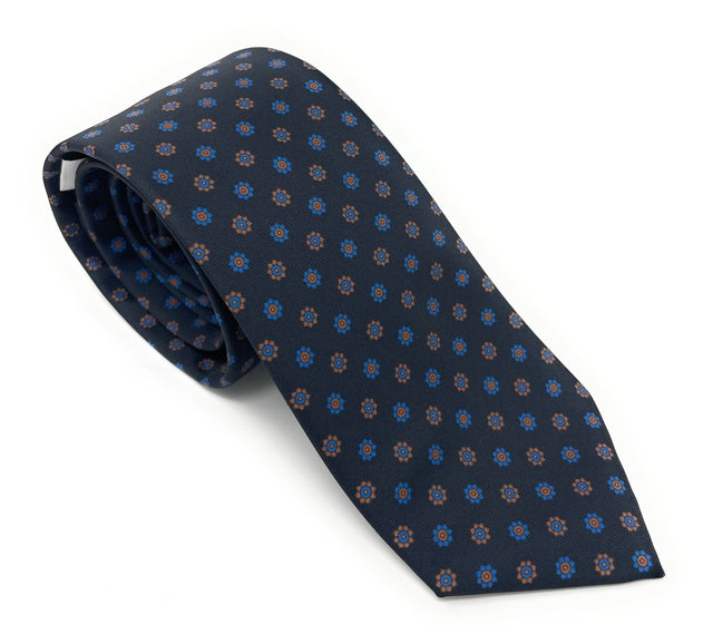 Midnight Blue Floral Medallion Tie - Wilmok