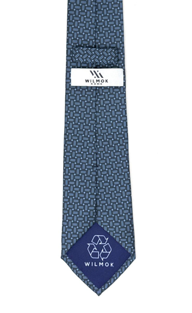 Navy Blue Stripe Dash Tie - Wilmok