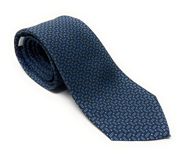 Navy Blue Stripe Dash Tie - Wilmok