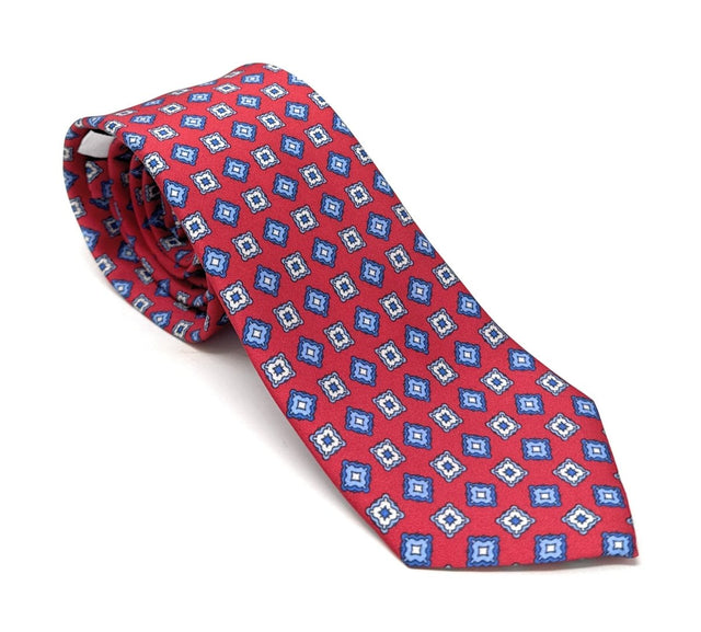 Red Floral Square Tie - Wilmok