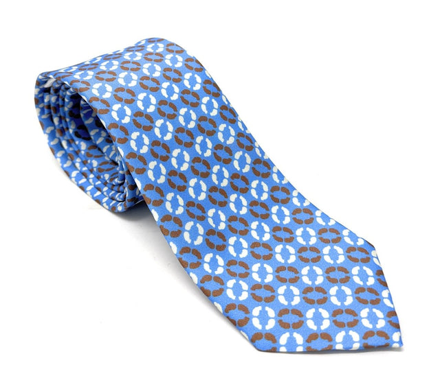Sky Blue Chain Motif Tie - Wilmok