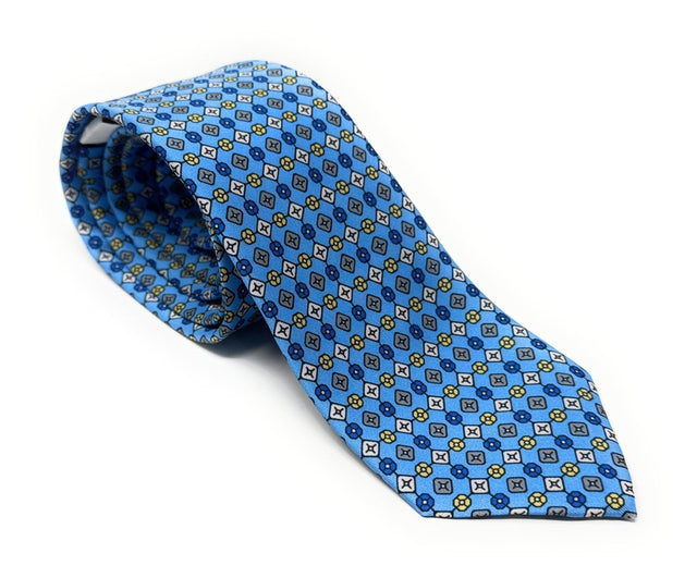 Sky Blue Floral Medallion Tie - Wilmok