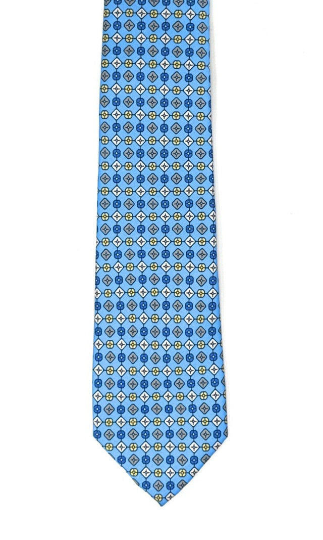 Sky Blue Floral Medallion Tie - Wilmok