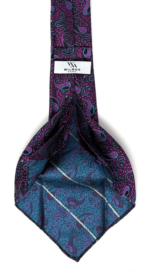 Vintage Magenta Paisley 7 - Fold Silk Tie - Wilmok