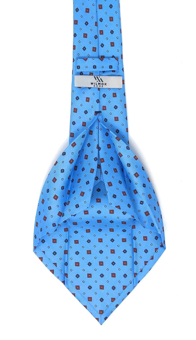 7 Fold Handmade Italian Sky Blue Cube Mix Silk Tie - Wilmok