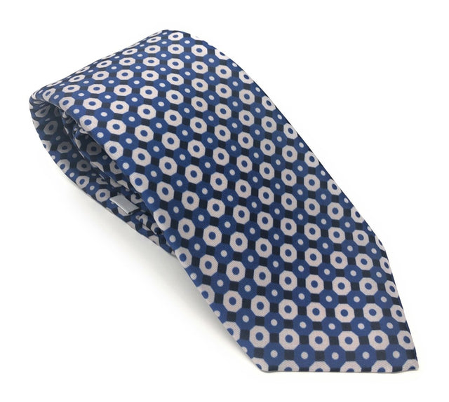 7 Fold rPET Handmade Italian Geometric Vintage Pattern Tie - Wilmok