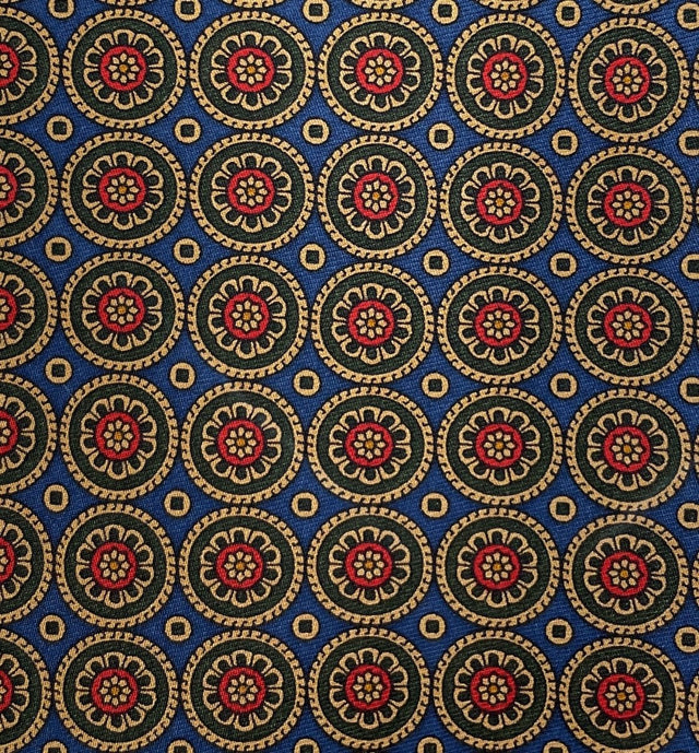 7 Fold Tie - Vintage Medallion Blue - Wilmok