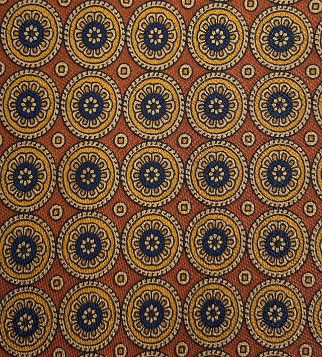 7 Fold Tie - Vintage Medallion Brown - Wilmok