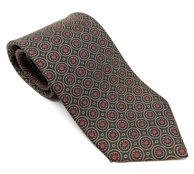 7 Fold Tie - Vintage Medallion Green - Wilmok