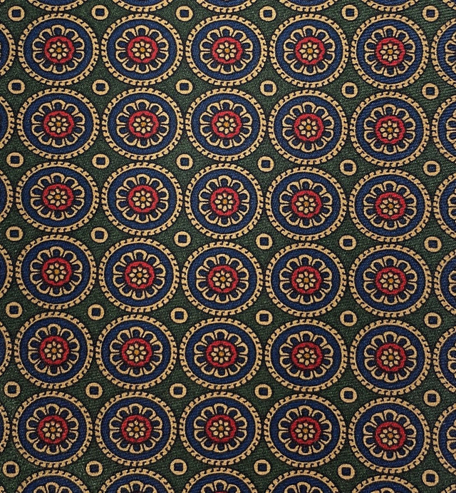 7 Fold Tie - Vintage Medallion Green - Wilmok