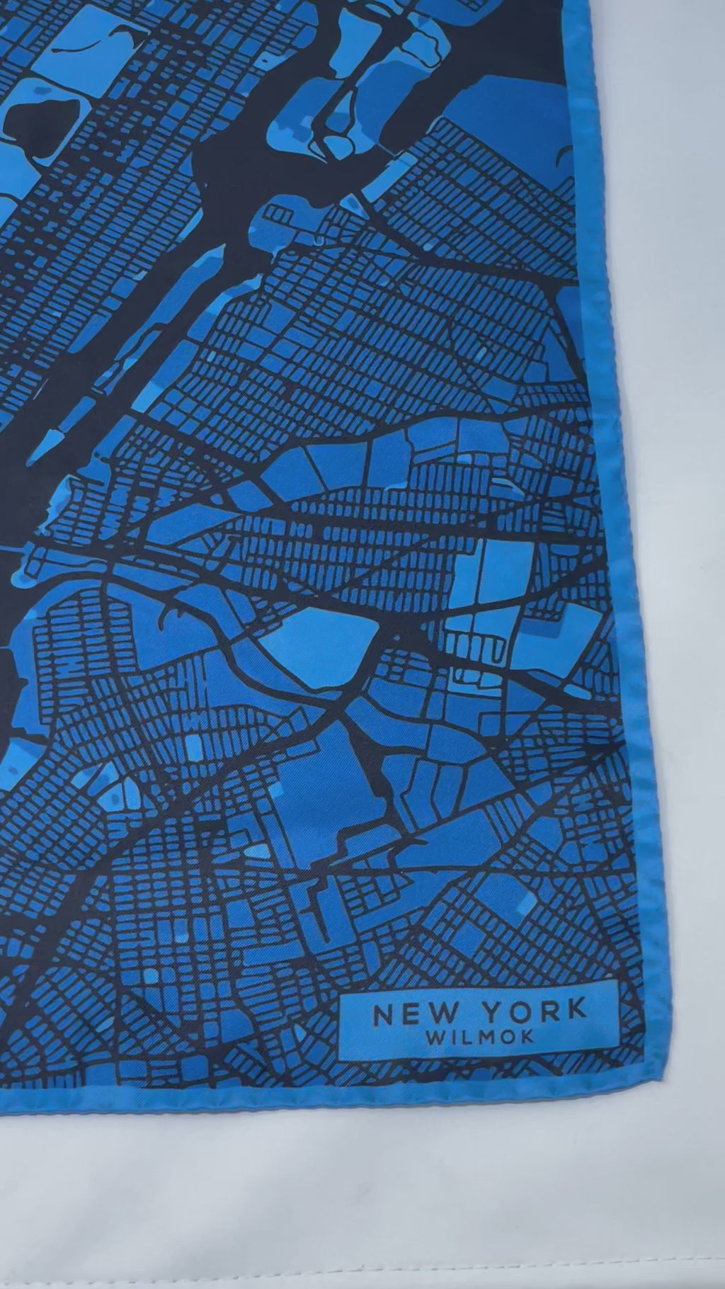 New York Map Scarf Italian Silk Pocket Square Wilmok