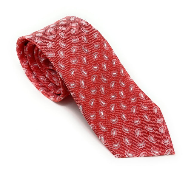 Jacquard Micro Paisley Red Silk Tie - Wilmok
