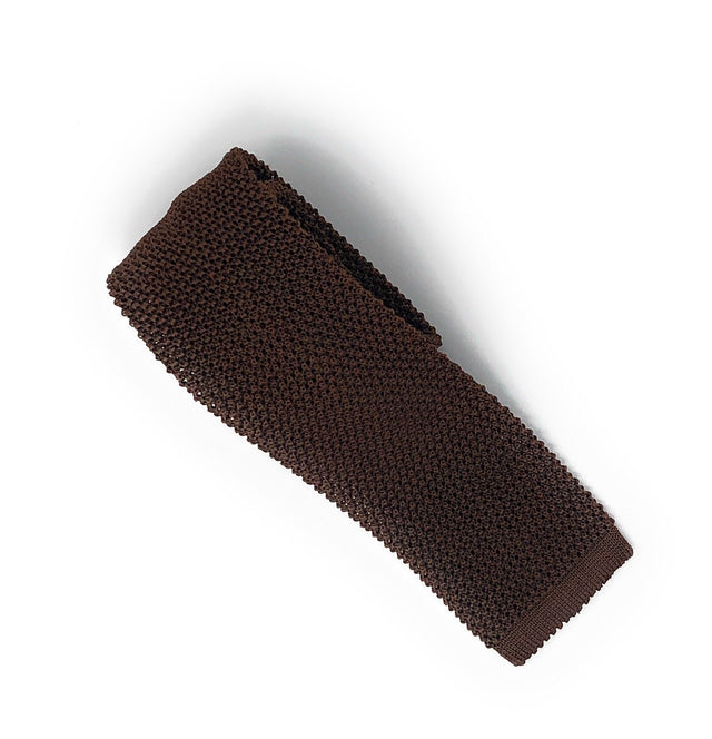 Knitted Handmade Italian Silk Brown Tie - Wilmok