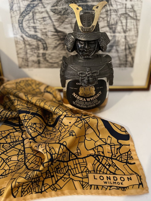LONDON Map Hand-Rolled Silk Pocket Square - Wilmok