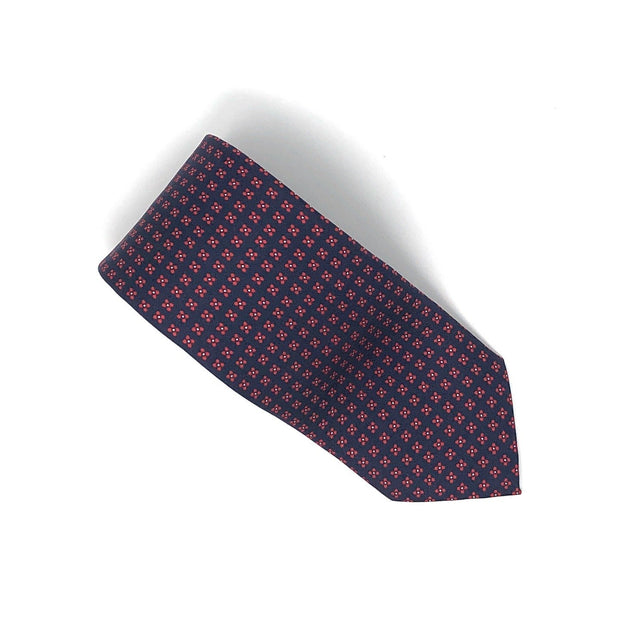 Printed Floral Blue Red Silk Tie - Wilmok