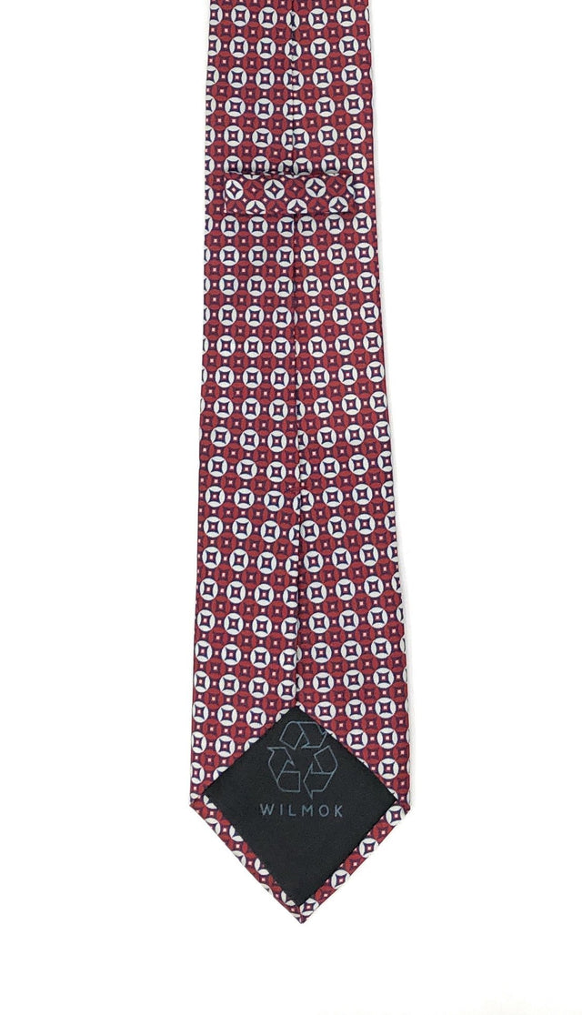 Recycled Plastic Italian Printed Vintage Pattern Red Tie - Wilmok