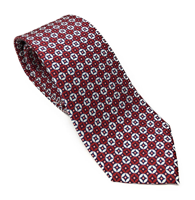 Recycled Plastic Italian Printed Vintage Pattern Red Tie - Wilmok