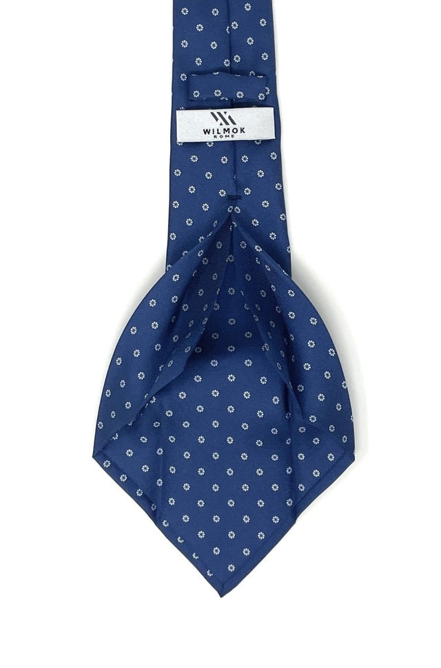 Seven Fold Blue Tie with Micro Flowers - Wilmok