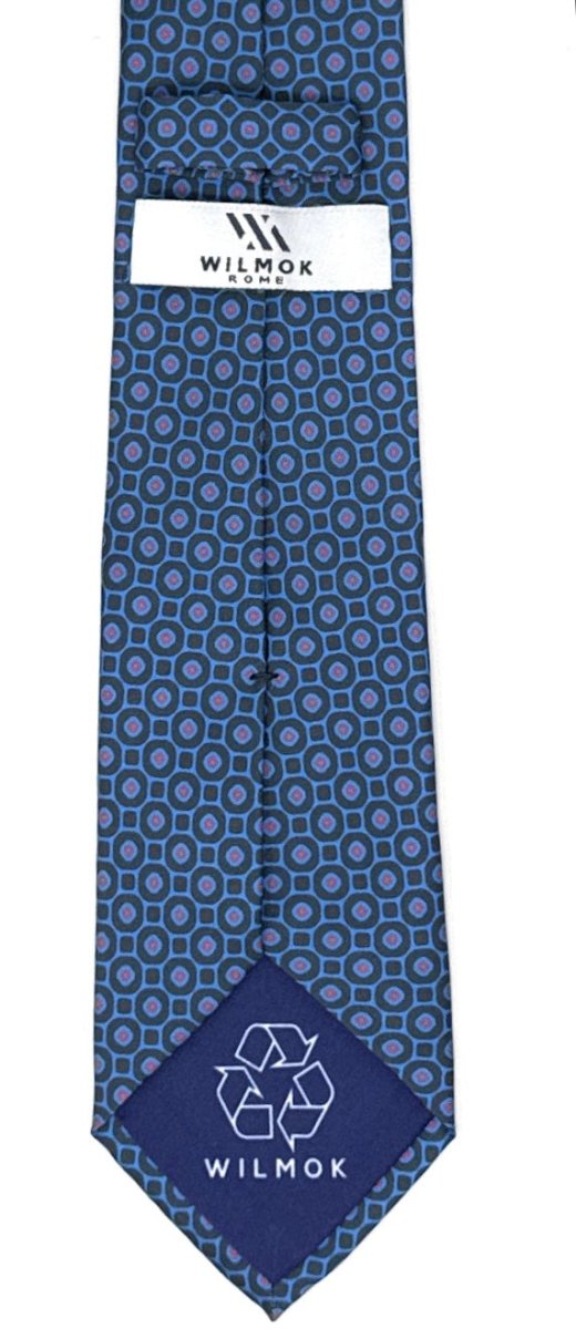 Blue Octagon Medallion Silk Tie — pattern close-up