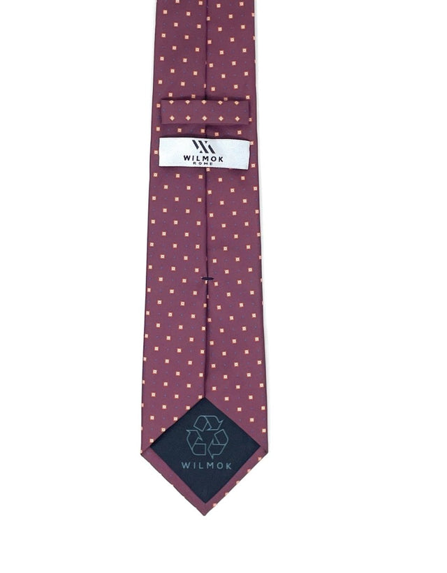 Burgundy Sustainable Tie with Yellow Micro Diamonds - Wilmok