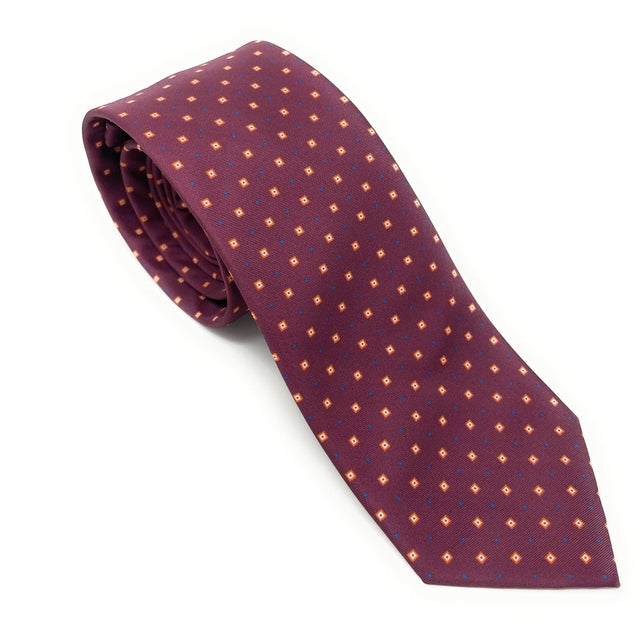 Burgundy Sustainable Tie with Yellow Micro Diamonds - Wilmok