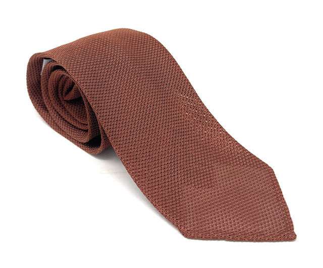 Cognac Grenadine Silk Tie - Wilmok