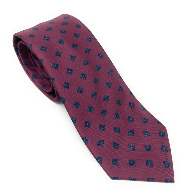 Dark Mauve Geometric Floral Tie - Wilmok