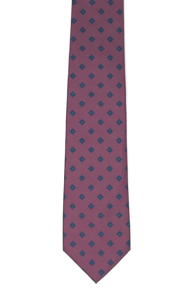 Dark Mauve Geometric Floral Tie - Wilmok