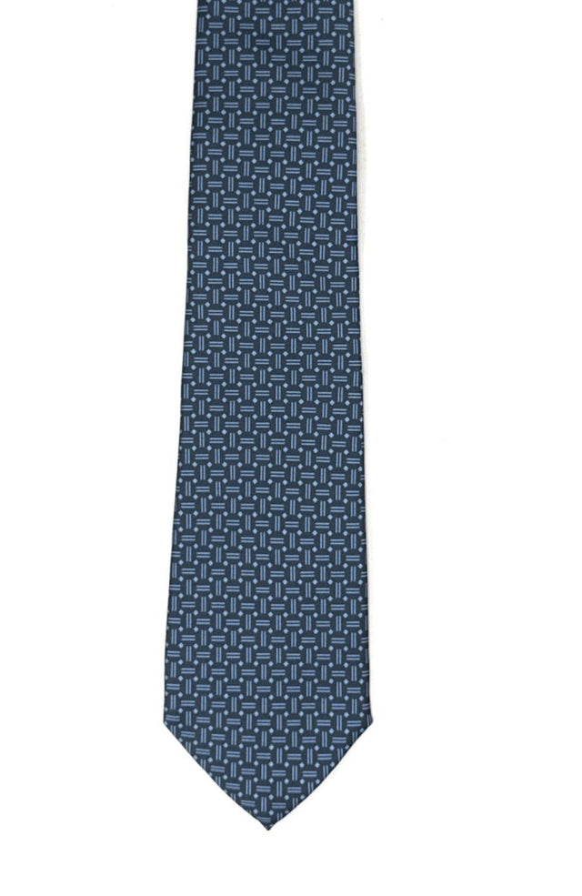 Navy Blue Stripe Dash Tie - Wilmok