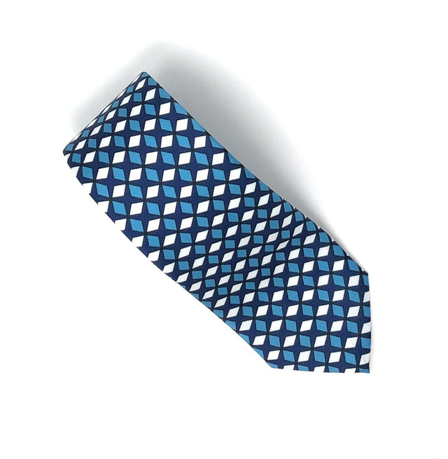 Recycled Plastic Italian Geometric Blue Small Tie - Wilmok