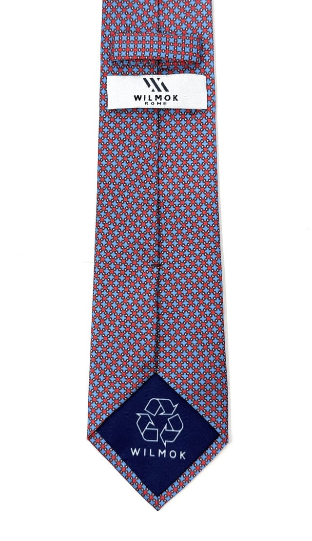 Recycled Plastic Micro Checks Red & Blue Tie - Wilmok