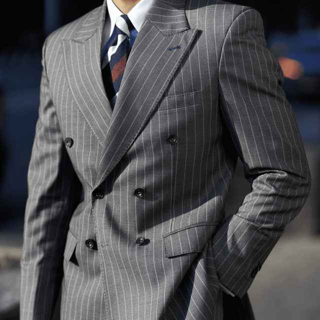 Regimental Shantung Tie with Navy, Burgundy & White Stripes - Wilmok