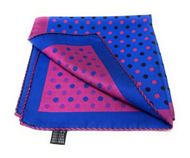 Royal Blue and Fuchsia Polka Dot Pocket Square - Wilmok