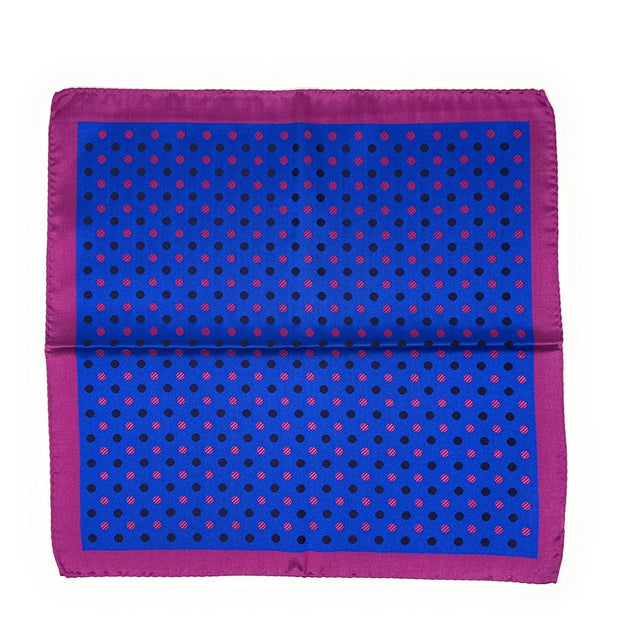Royal Blue and Fuchsia Polka Dot Pocket Square - Wilmok