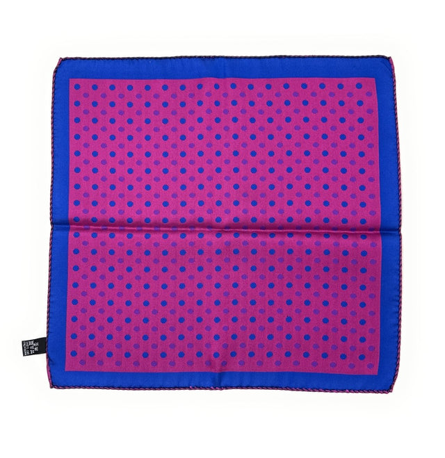 Royal Blue and Fuchsia Polka Dot Pocket Square - Wilmok