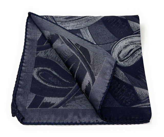 Silk Pocket Square Black and Silver Paisley Weave - Wilmok